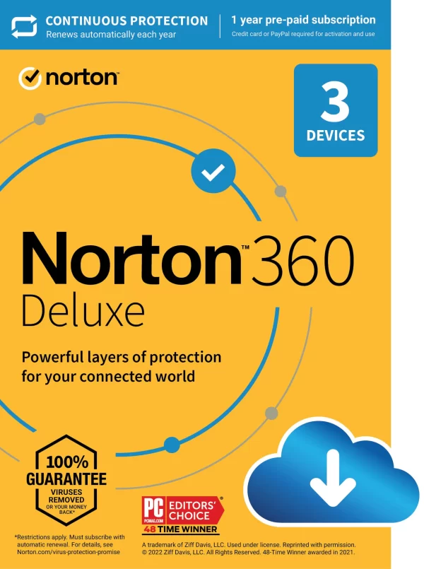 Norton 360 Deluxe for 3 Devices – 1 Year