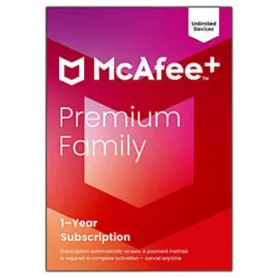McAfee+ Premium Family Antivirus And Internet Security Software, Unlimited Devices, 1-Year Subscription, Auto-Renewal, Product Key