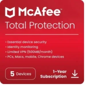 McAfee – Total Protection (5 Device) Antivirus & Internet Security Software