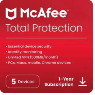 McAfee – Total Protection (5 Device) Antivirus & Internet Security Software