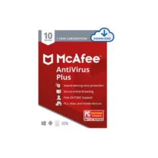 McAfee AntiVirus Protection Plus, 10 Device, Internet Security Software, 1 Year