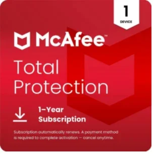 McAfee Total Protection (Windows, macOS, Android, iOS, ChromeOS) 2025 | 1 Device | Includes Antivirus, Scam Protection, Secure VPN | 1-Year Subscription with Auto-Renewal | Digital Download